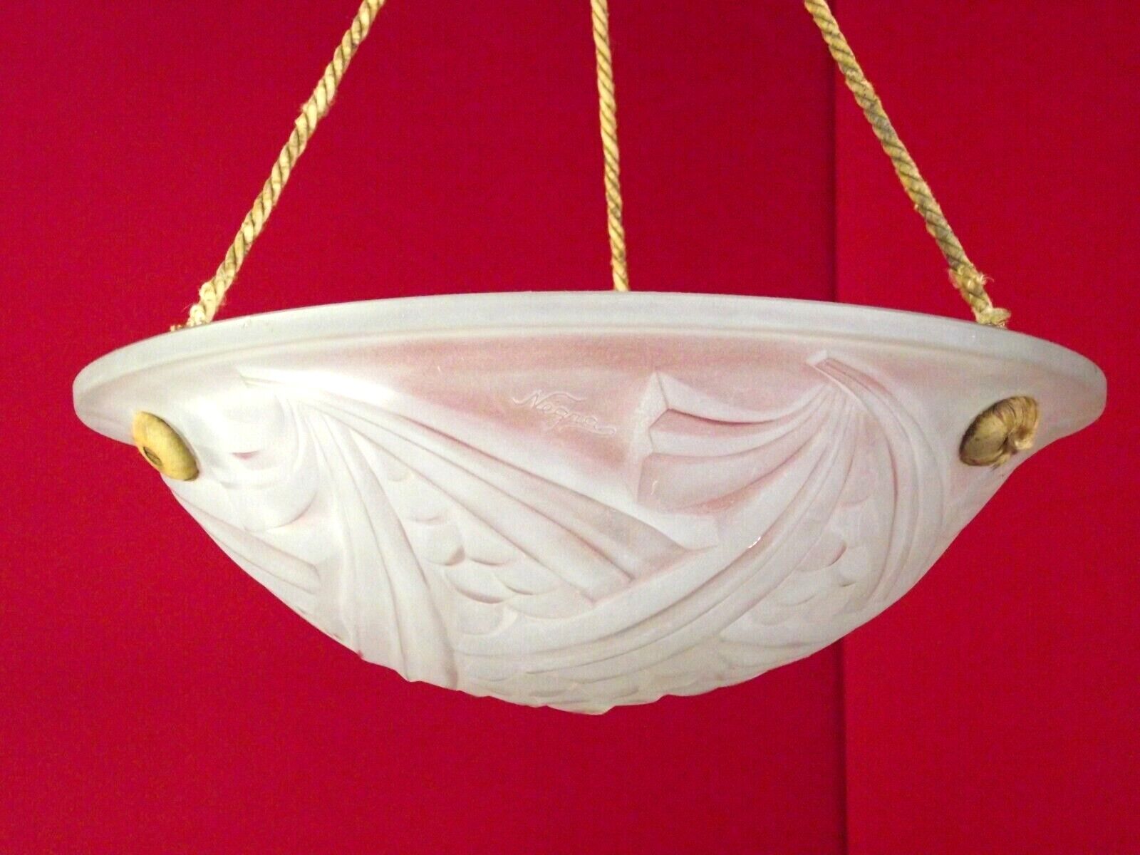 French vintage art deco 1930s pendant signed negra degue ceiling light