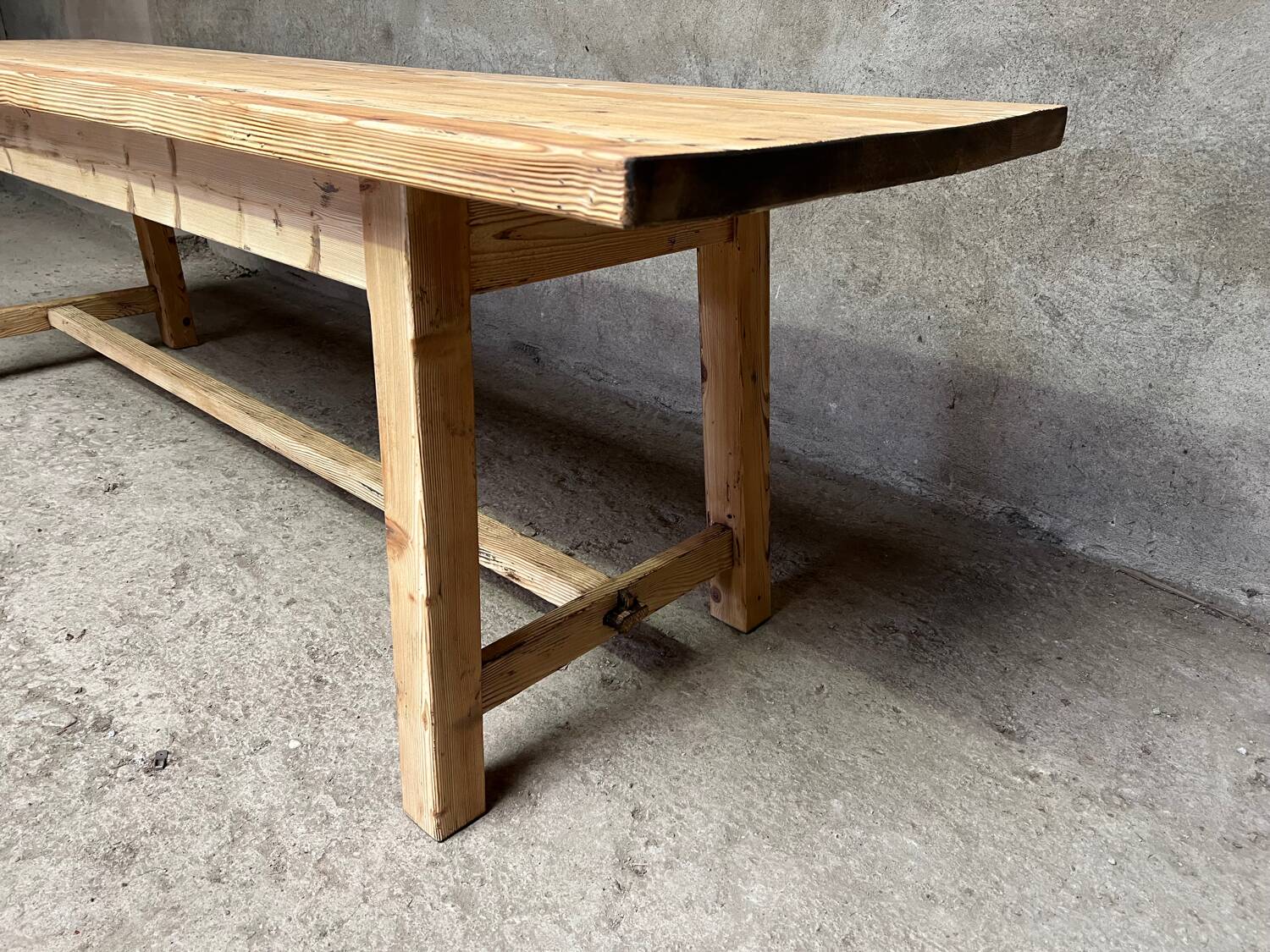 Old fir farm table 1930-1950 vintage country table