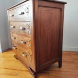 Art Deco chest of drawers in solid walnut