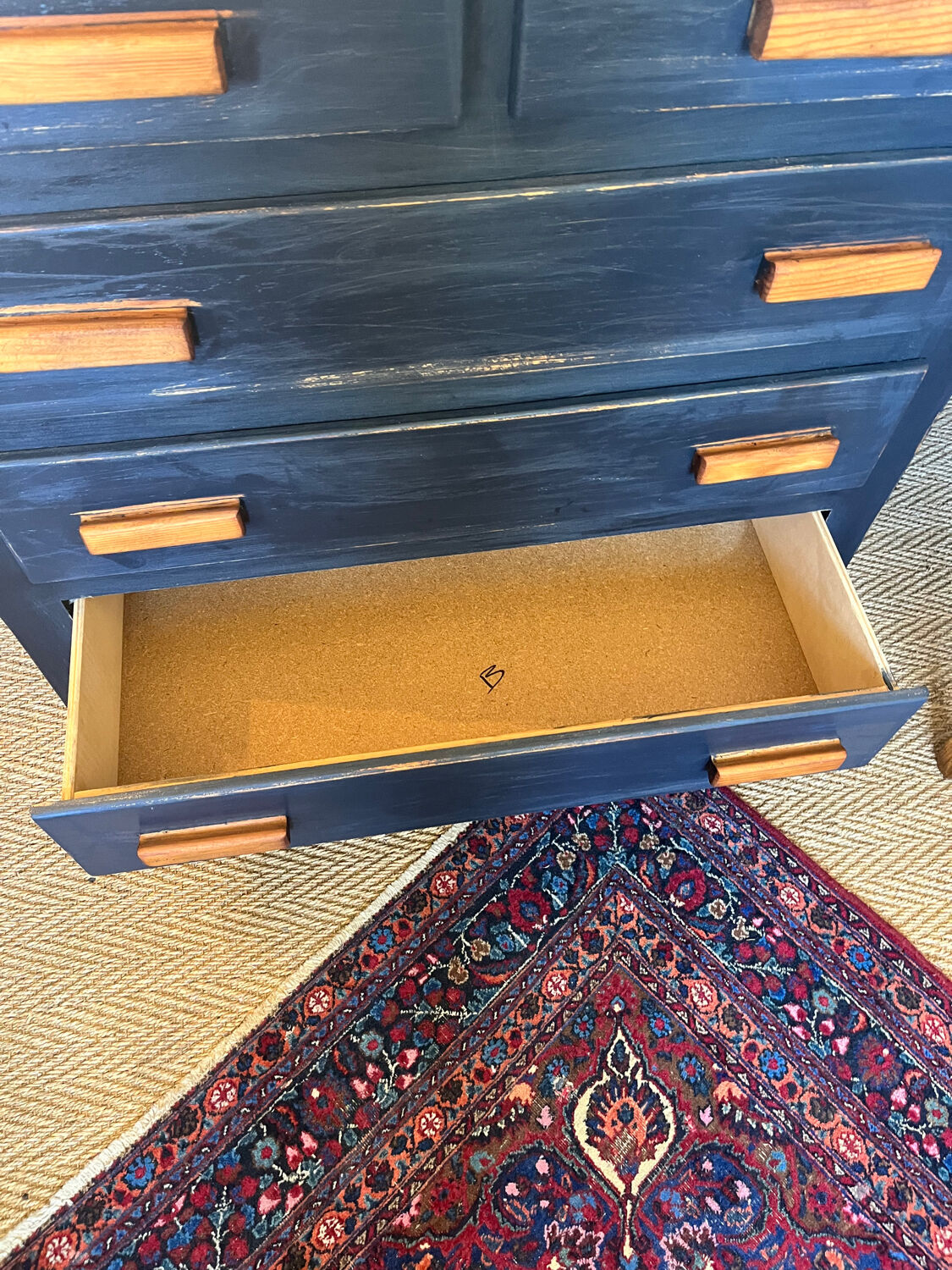 Vintage patinated black craft furniture style chest of drawers