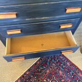 Vintage patinated black craft furniture style chest of drawers
