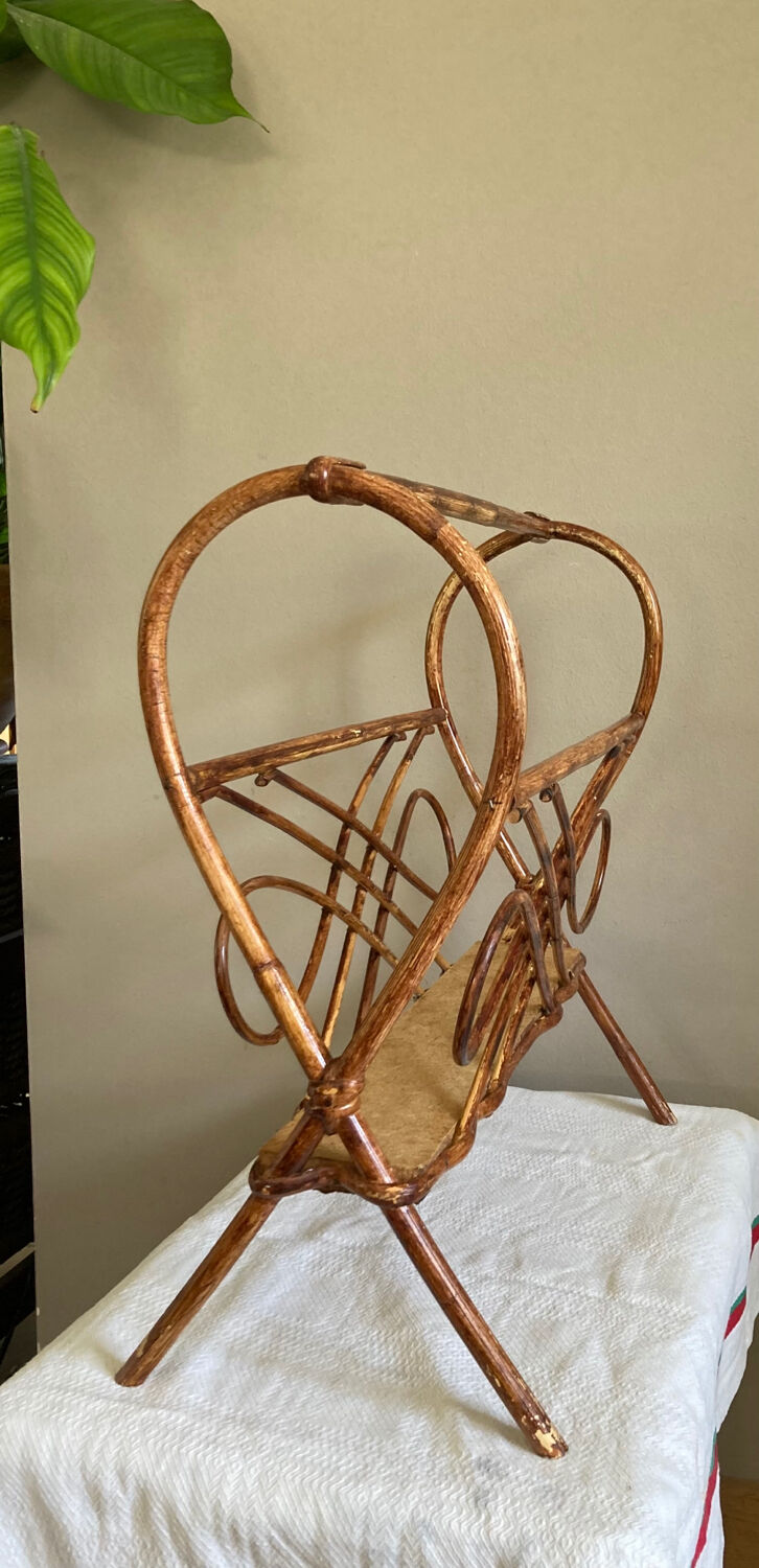 Rattan magazine holder 1970s