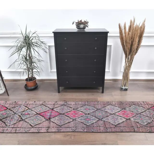 Vintage Turkish Hand-Knotted Hallway Runner  71x313