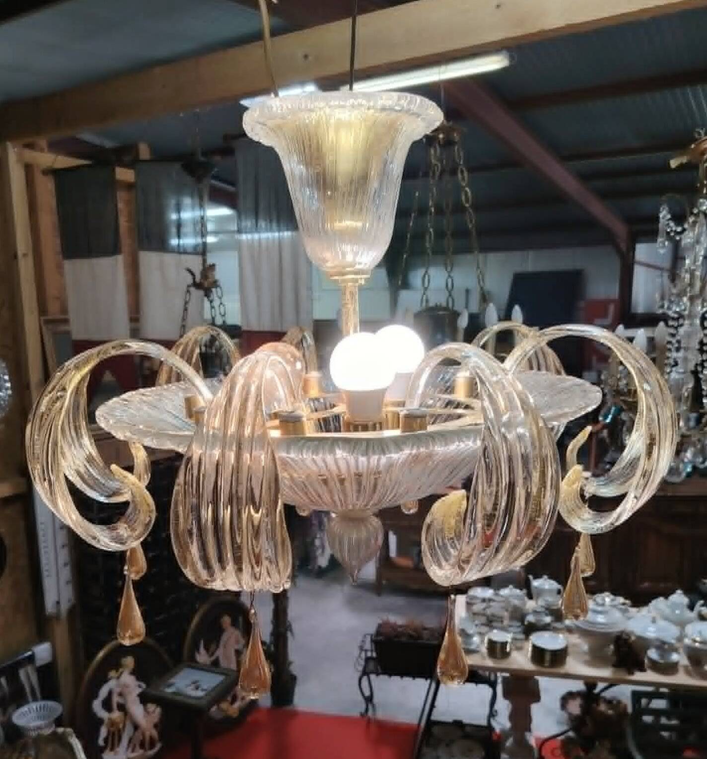Important lustre Murano in transparent blown glass