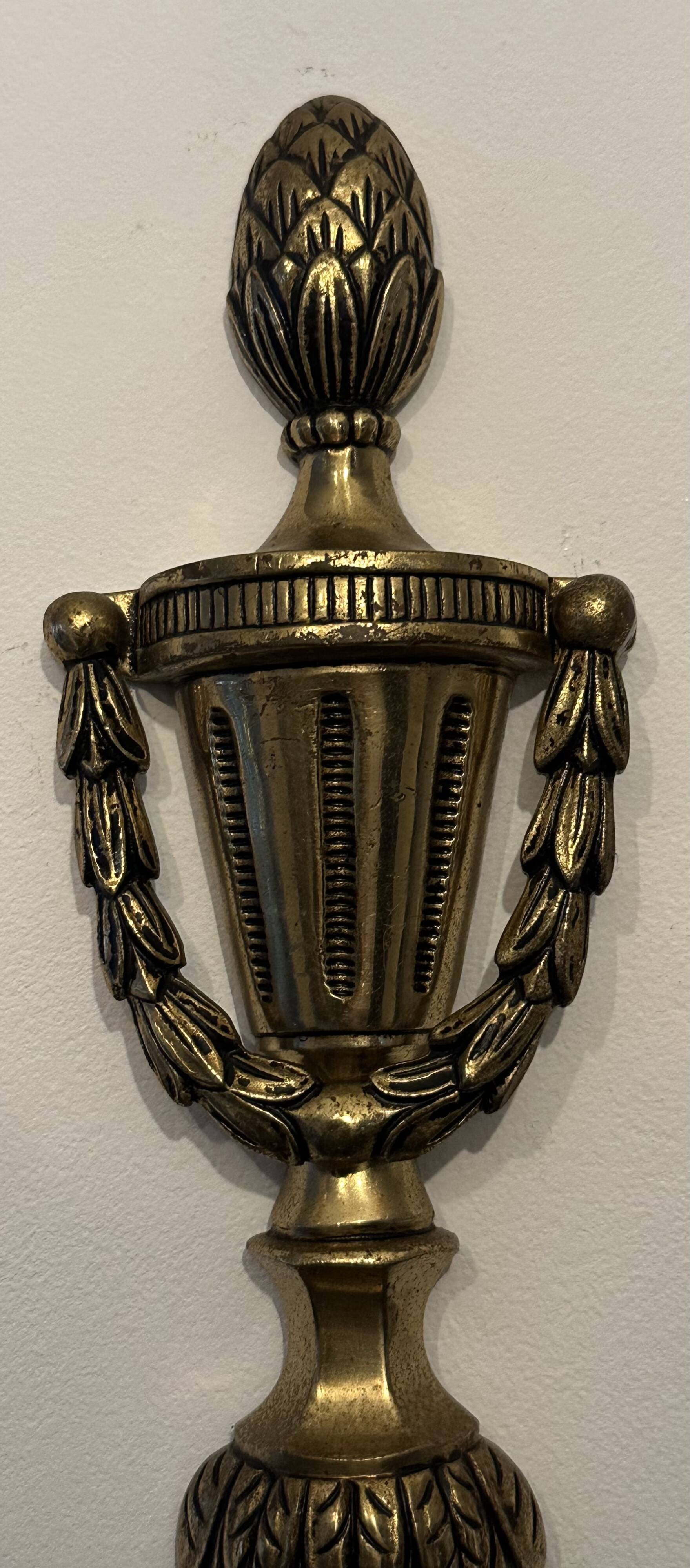 Pair of mid-19th century brass tassel sconces