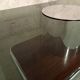Vintage coffee table in smoked glass, chrome metal and wood décor 60s 70s