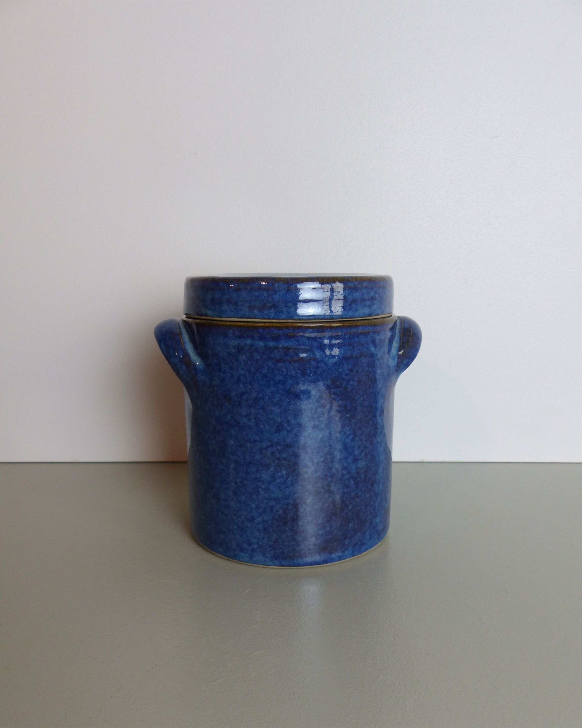 Blue ceramic pot signed Normand