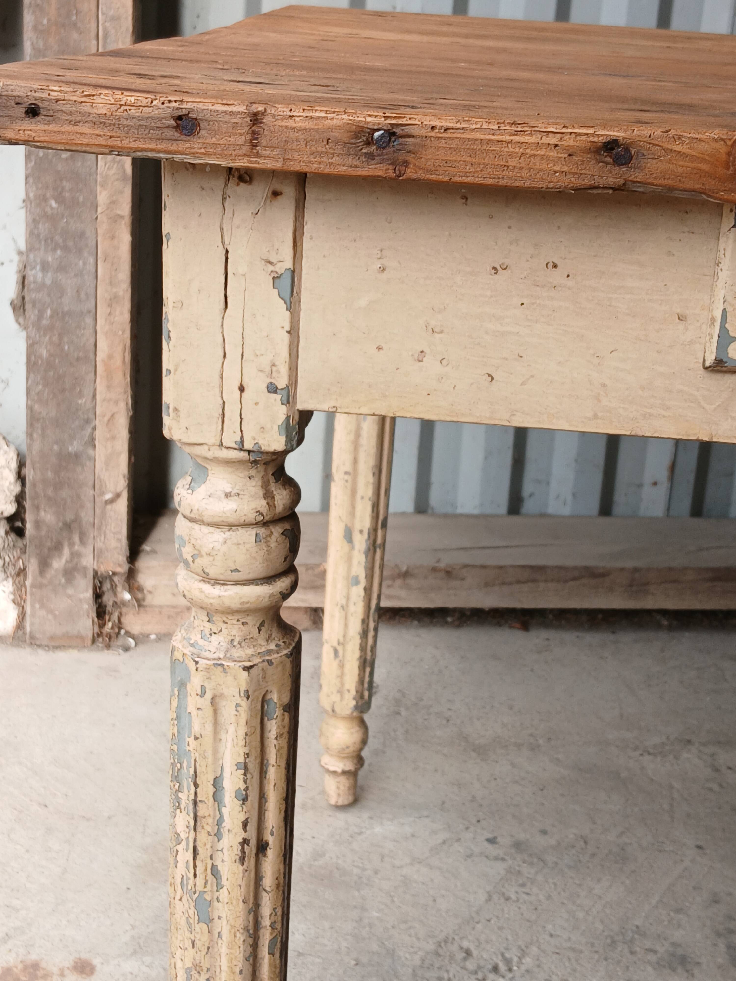 Old square farmhouse table