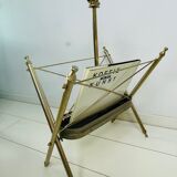 Vintage magazine rack, Neo classical brass dolphine rack