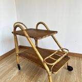 Rattan serving trolley