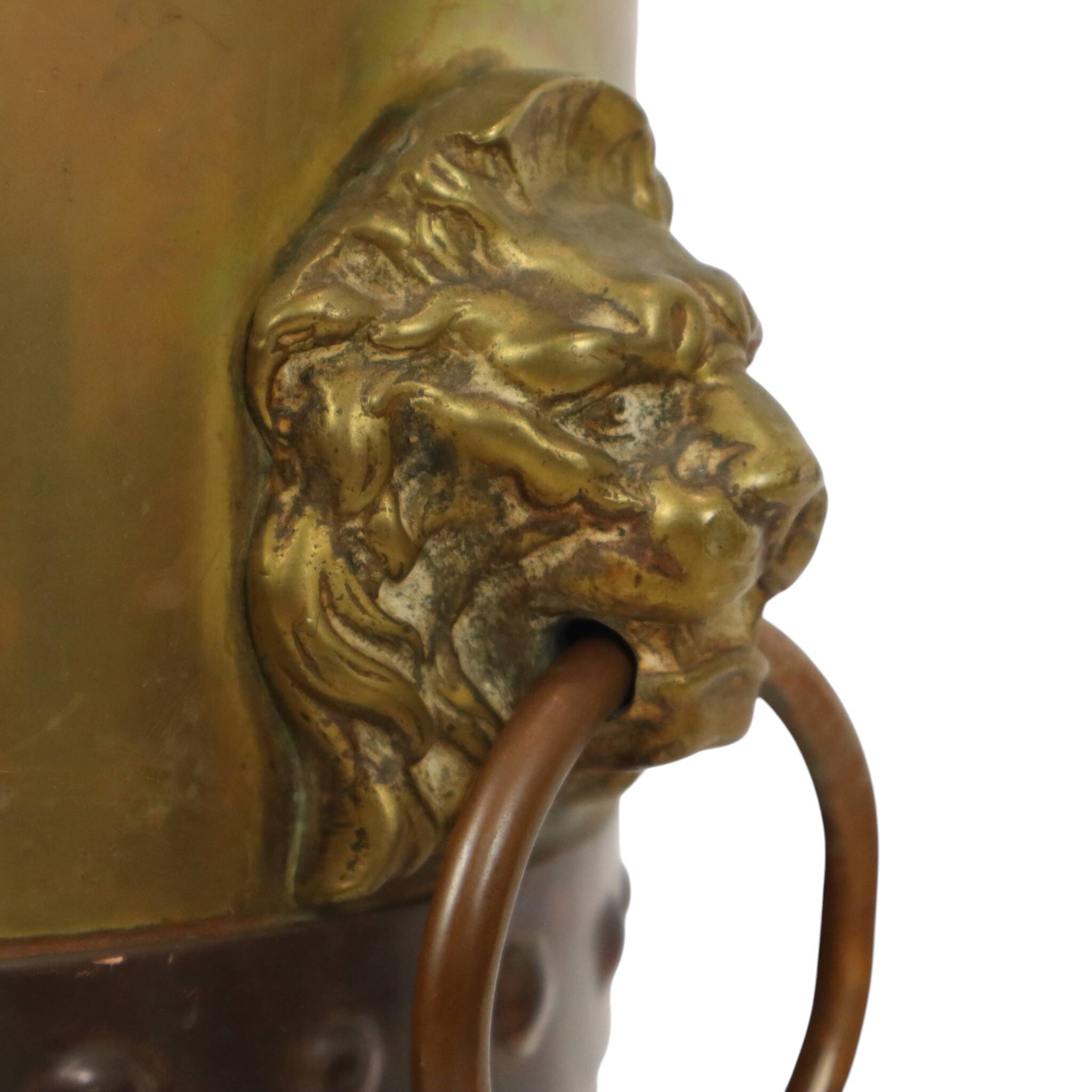 Unique XL Artillery Shell Umbrella Stand – WWI Trench Art (1915) – Lion Hea