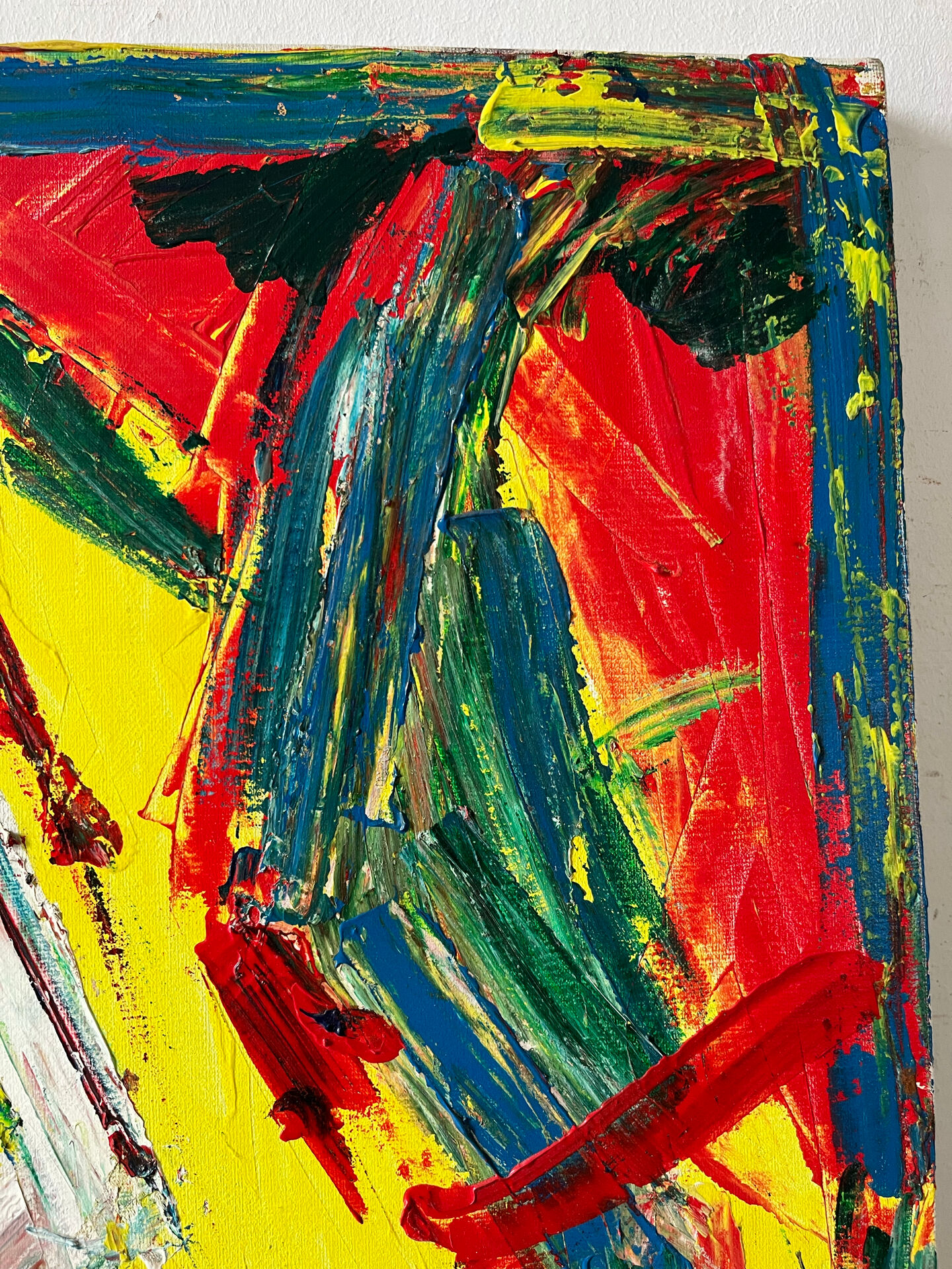 Jazzman playing the double bass, abstract, signed