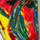 Jazzman playing the double bass, abstract, signed