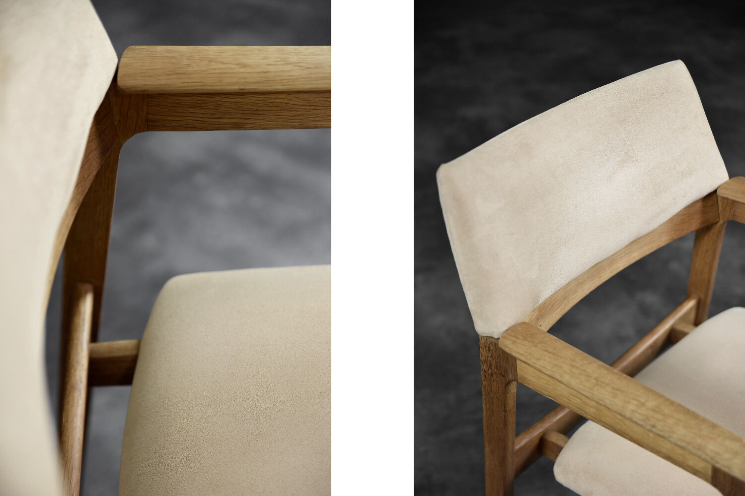 Vintage mid-century scandinavian modern oak executive chair in alcantara fabric, 1960s