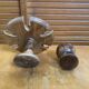 Rotating Display Stand 6 Egg Cups Olive Wood & Teak 1960s Vintage