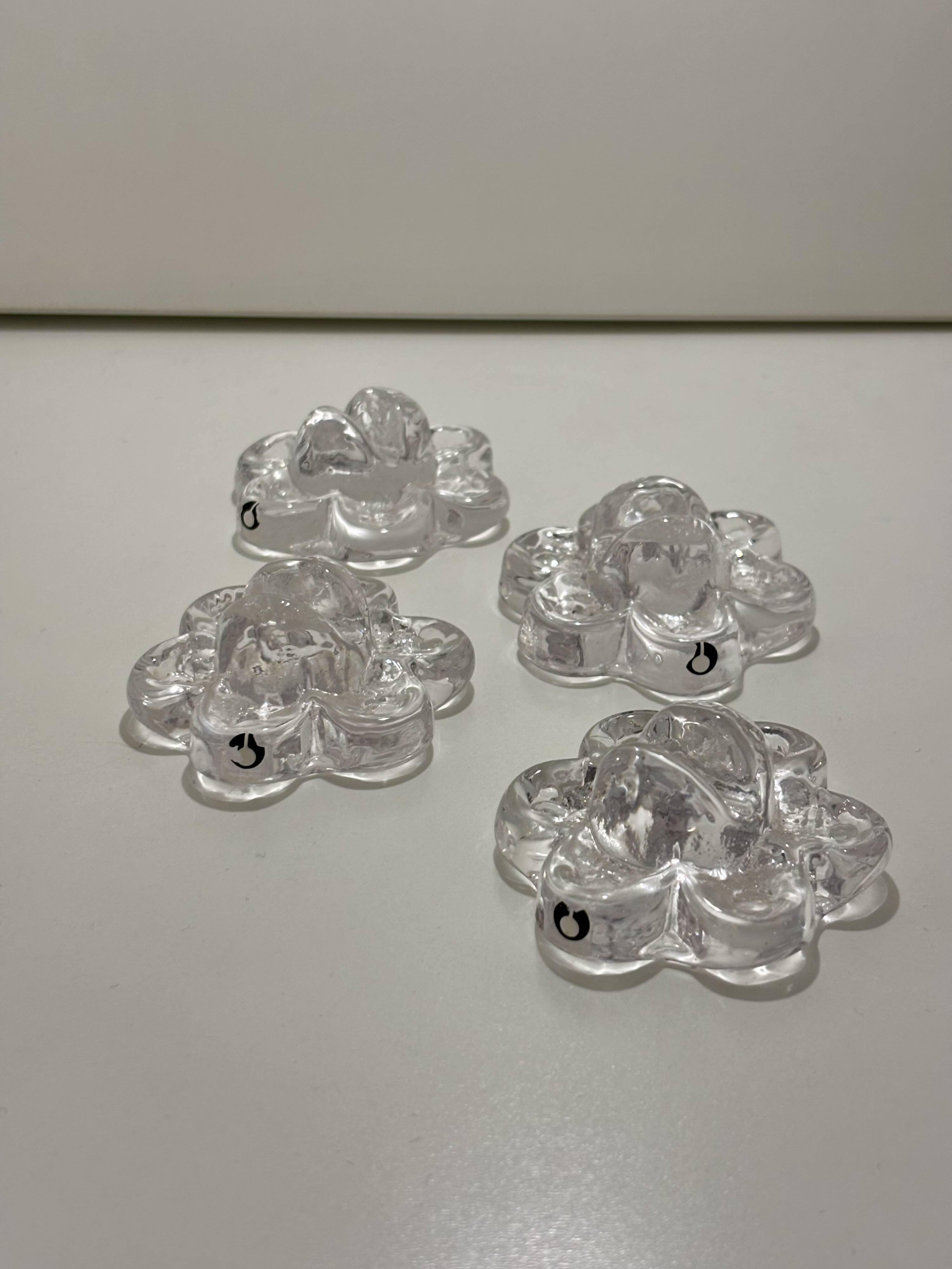 4 Clear Glass Knife Rests - Pukkeberg - Sweden - 1970
