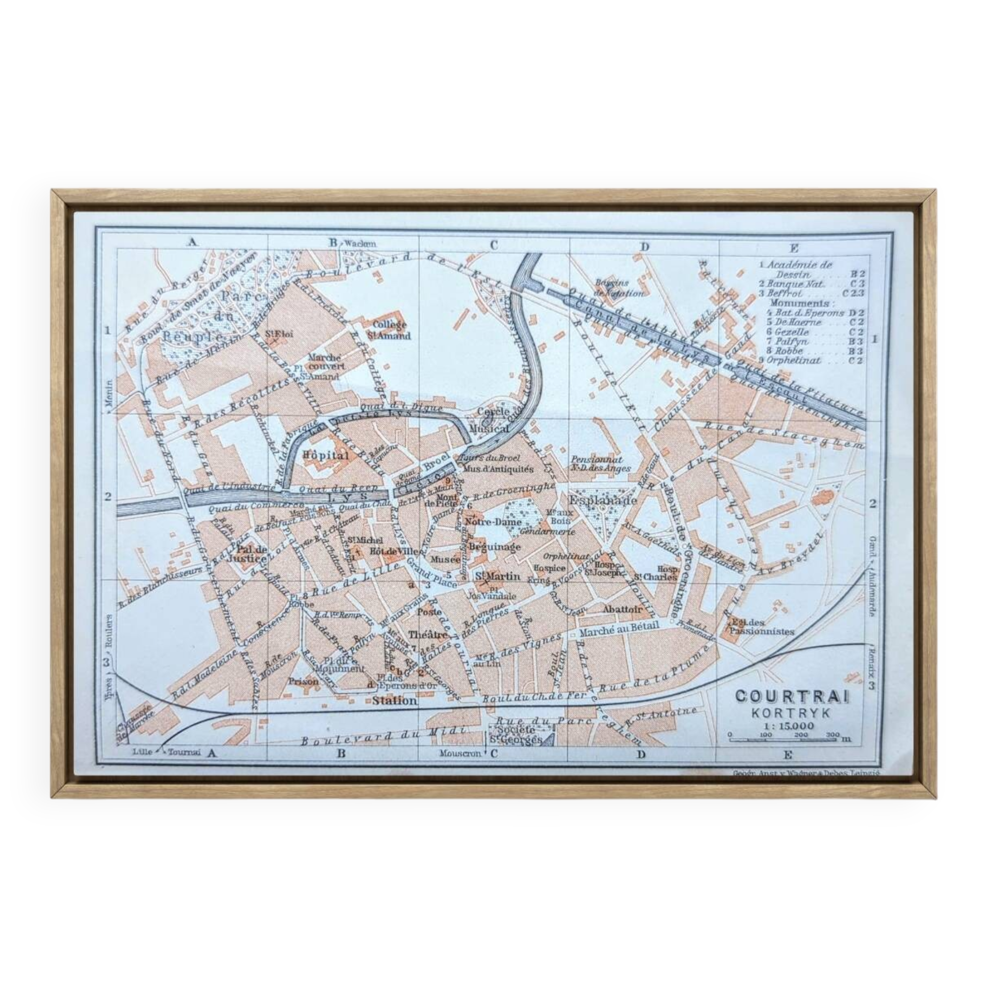 Kortrijk, small old map, vintage 1910