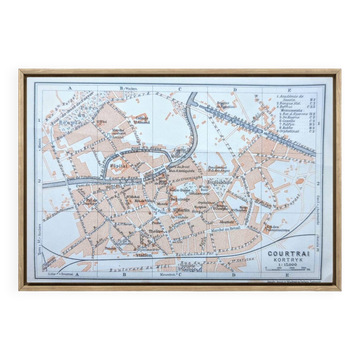 Kortrijk, small old map, vintage 1910