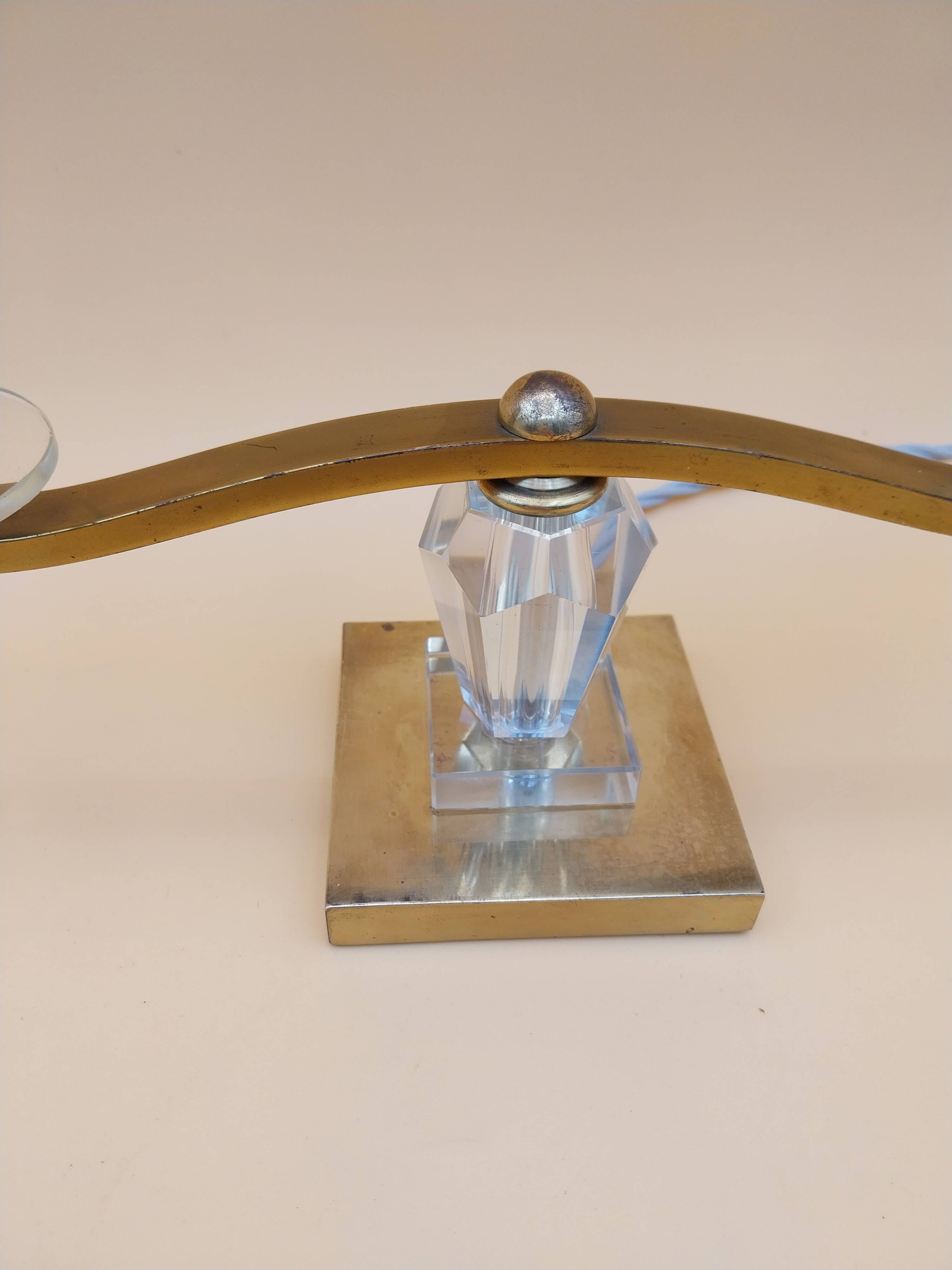 Art Deco lamp pair in brass and glass