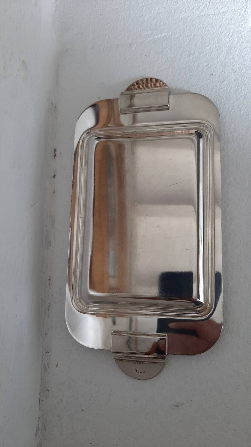 Silver metal butter dish