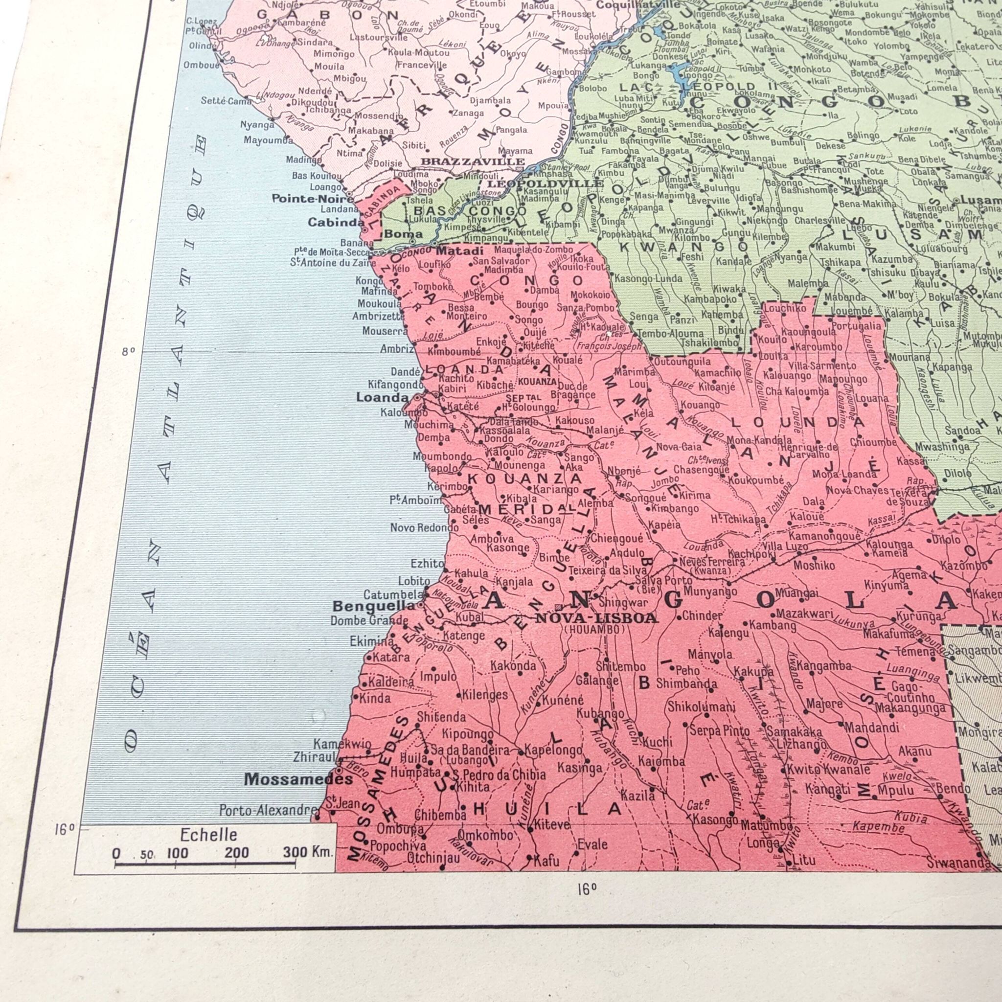 Vintage map of Central Africa 38x43cm from 1950