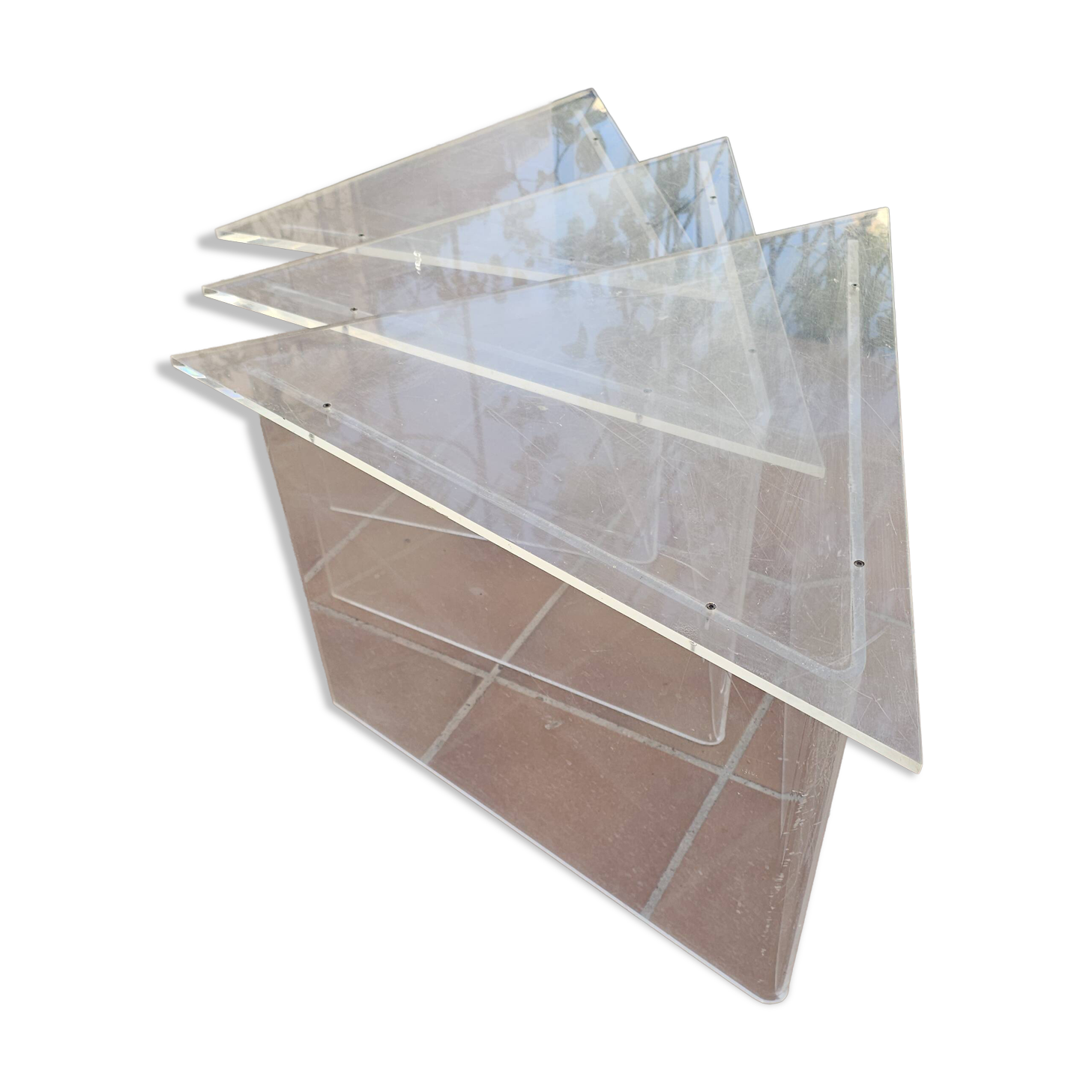 Table gigogne plexiglass triangle 90's