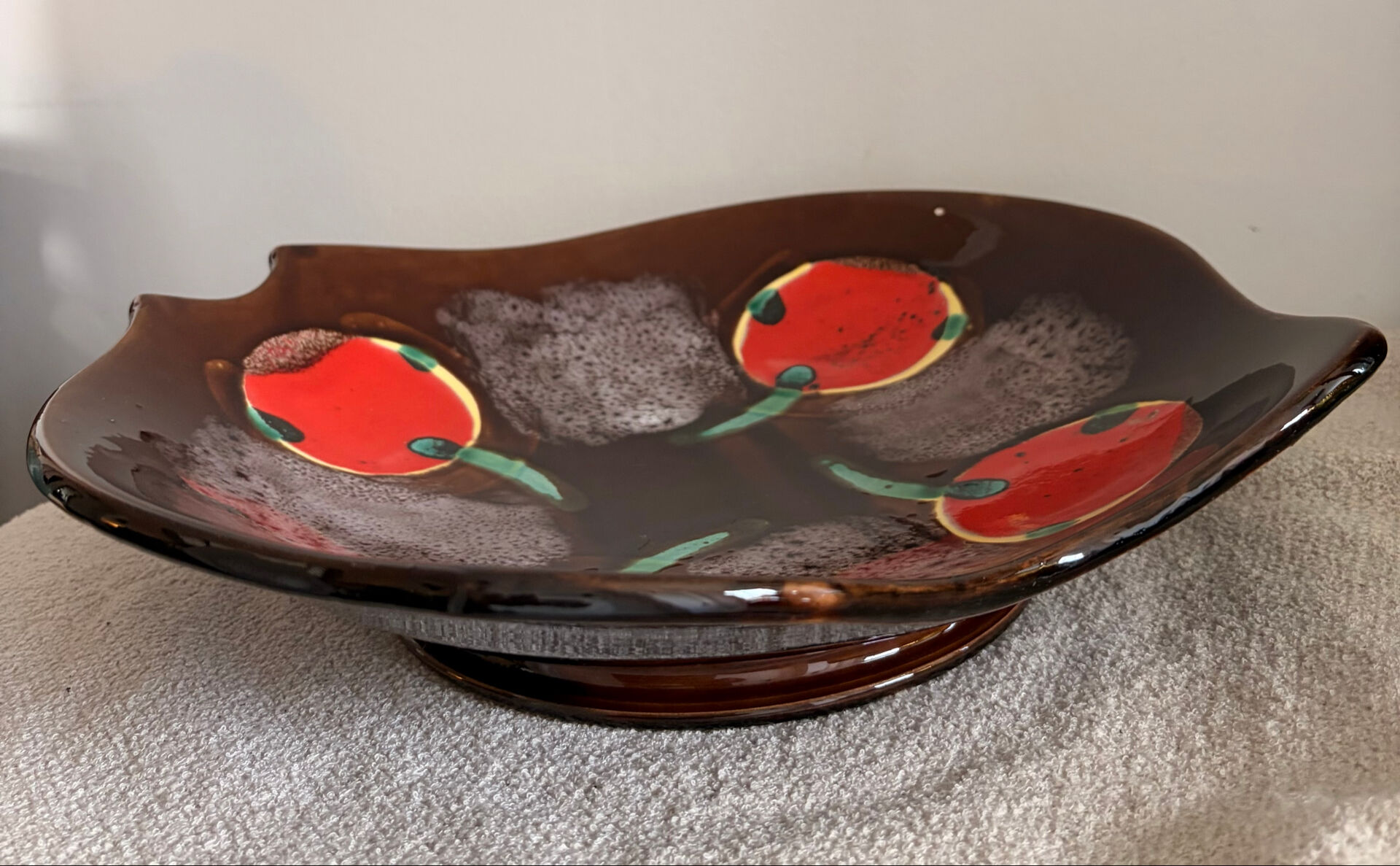 Vintage Mid-Century Ceramic "Forme Libre" Centerpiece Bowl by Vercor,