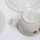 Set of 4 cups and saucers, Sarreguemines, Chardon model, vintage French