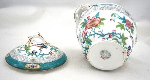 Minton porcelain sugar bowl, decor 3084 Cuckoo, blue cuckoo, excellent condition.