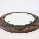 Decorative mirror in wood and gold metal
