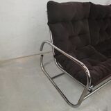 Ensemble canape et paire de fauteuil tubulaire chromé années 70 vintage