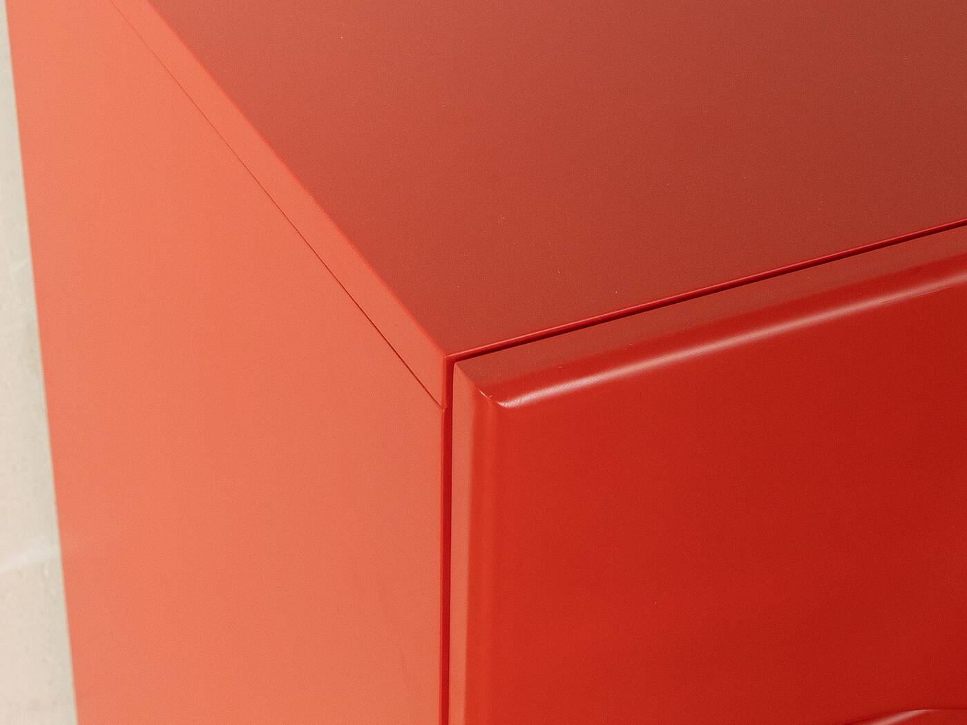 Red chest of drawers by Schönbuch in characteristic Space Age design from the 1970s