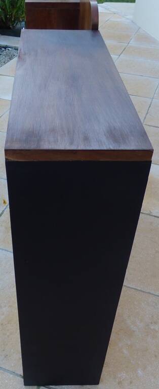 Art Deco headboard with two doors and 3 niches in walnut veneer