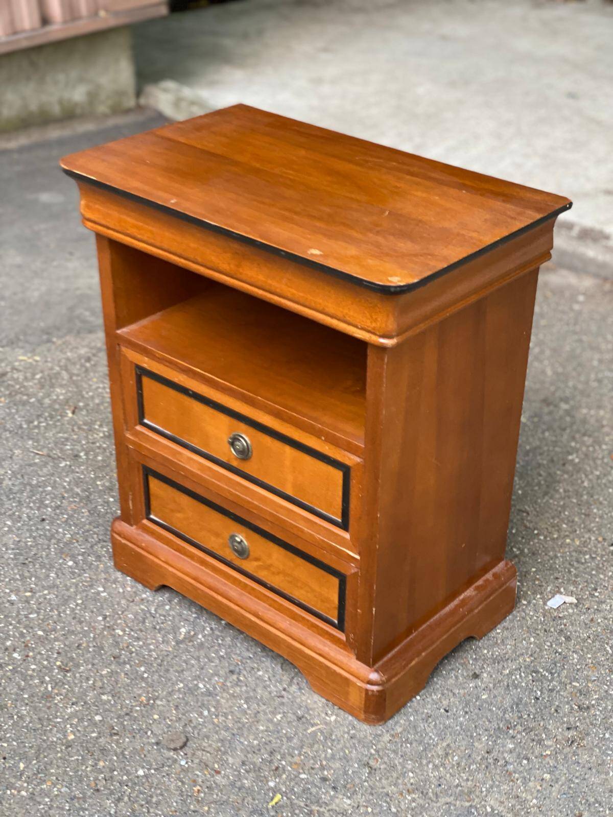Louis Philippe wooden bedside table with 2 drawers