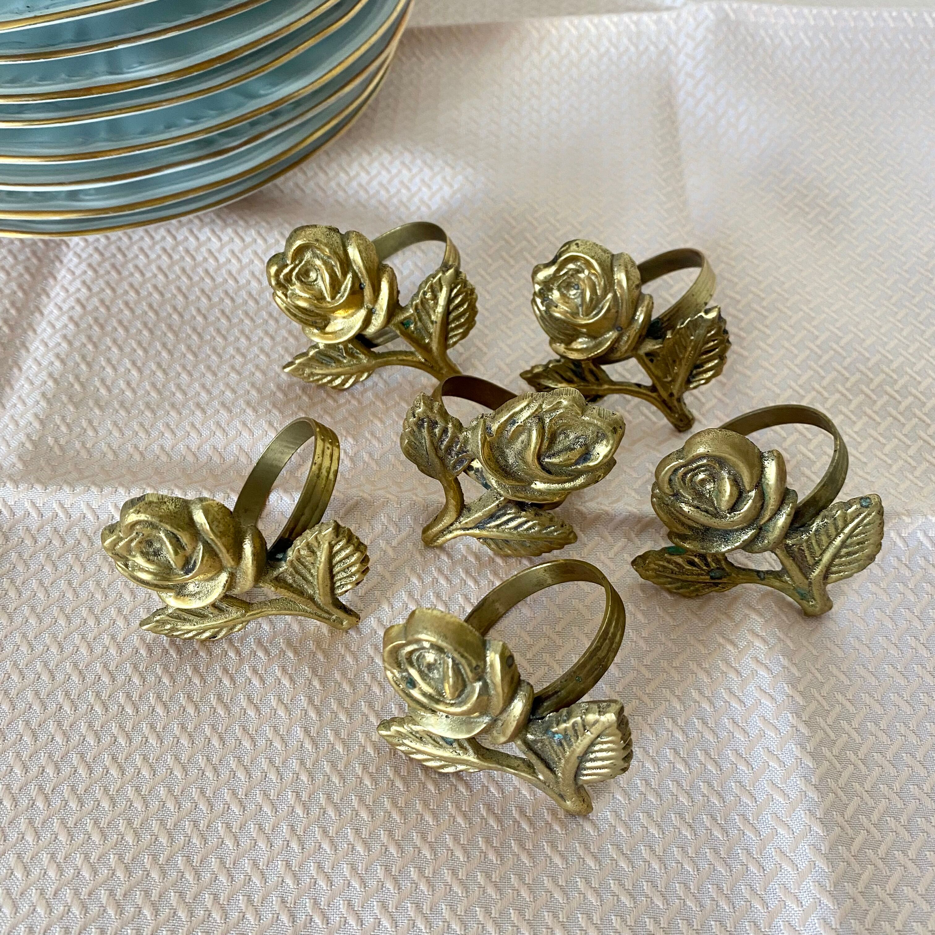 Golden brass napkin rings