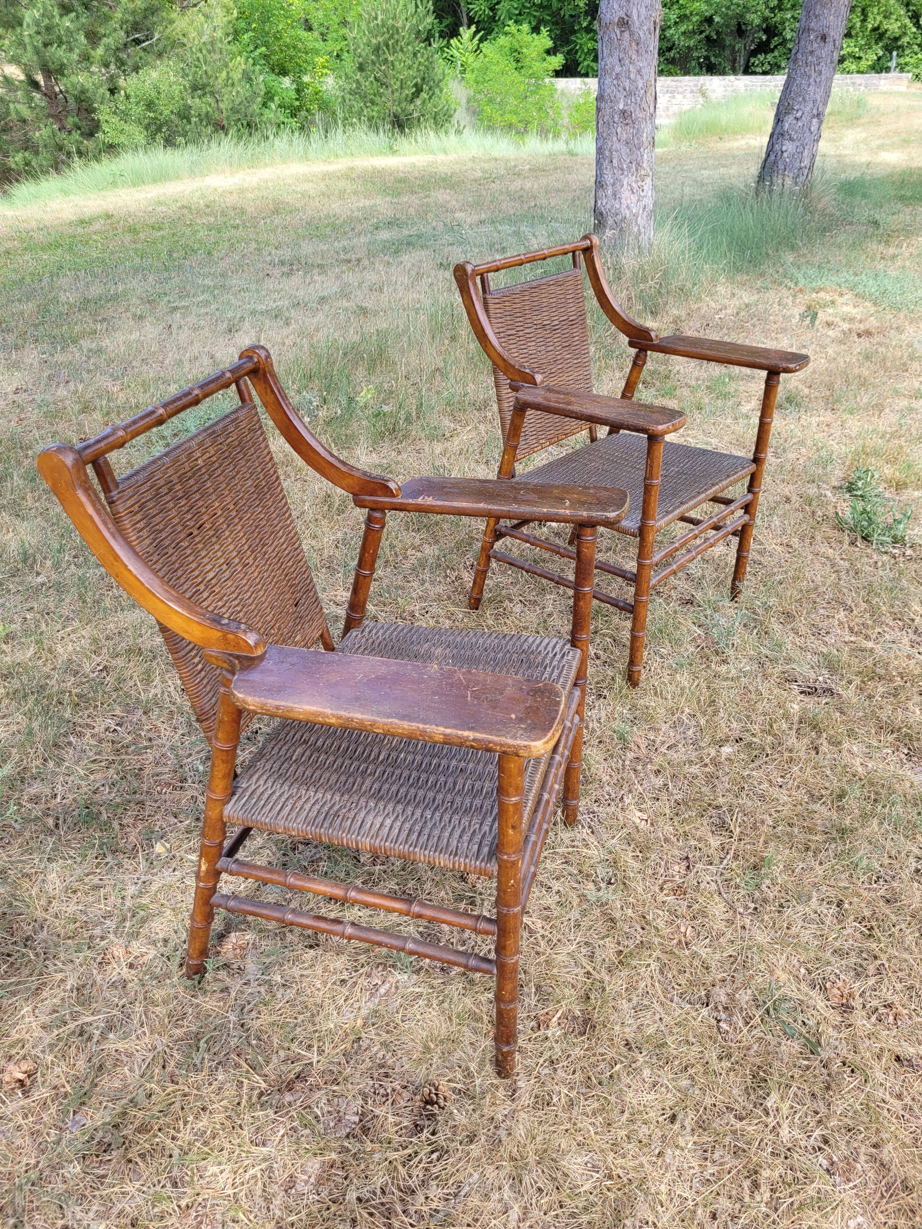 2 vintage rattan armchairs