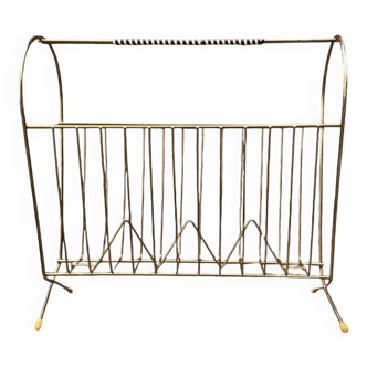 50s magazine rack in brass and scoubidou