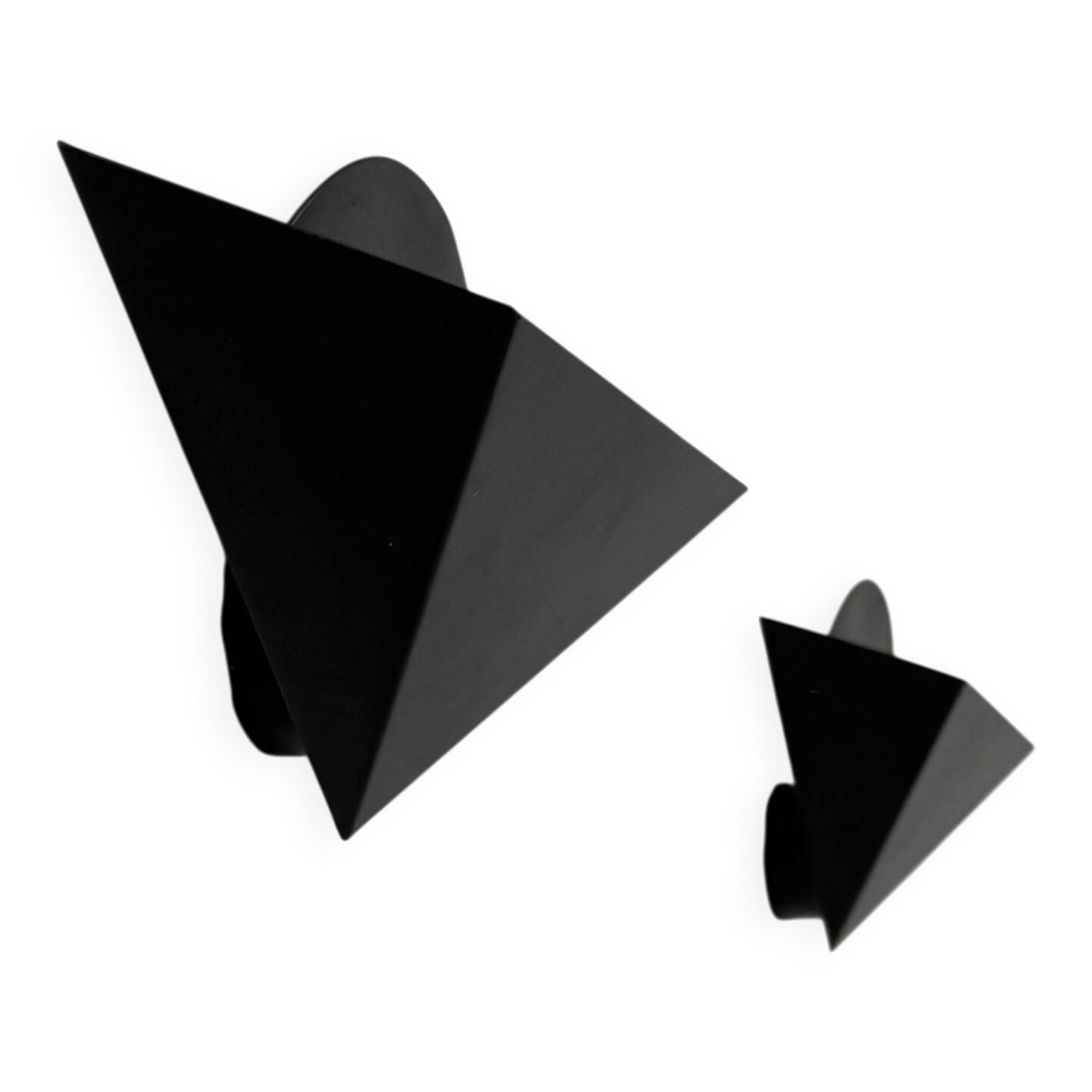 Pair of vintage wall sconces, matte black metal, France, 1970.