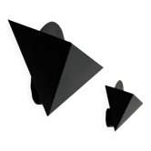 Pair of vintage wall sconces, matte black metal, France, 1970.
