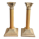 Pair of Silver Metal Candle Holders Neo-Classical Fluted Corinthian Column