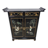Vintage Chinese side table / cabinet / lacquered cabinet / bohemian