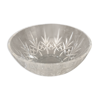 Saladier en cristal forme arrondie à motif d’étoiles taillés - 23 cm