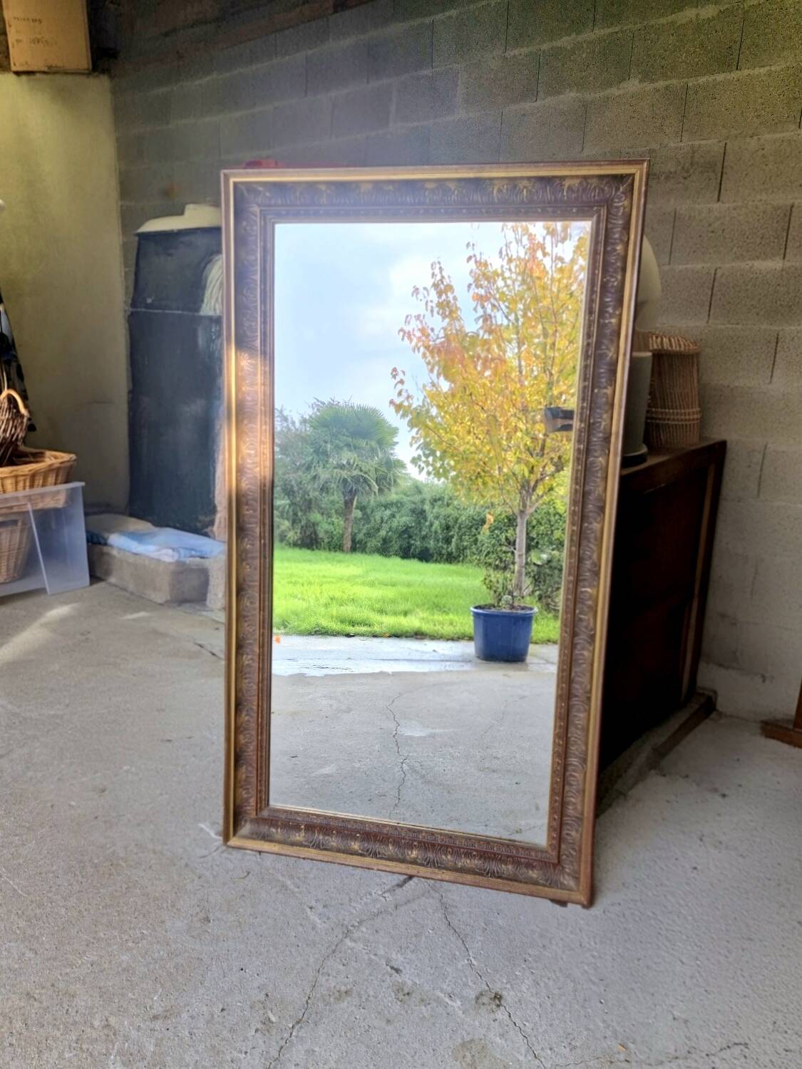 Large golden mirror