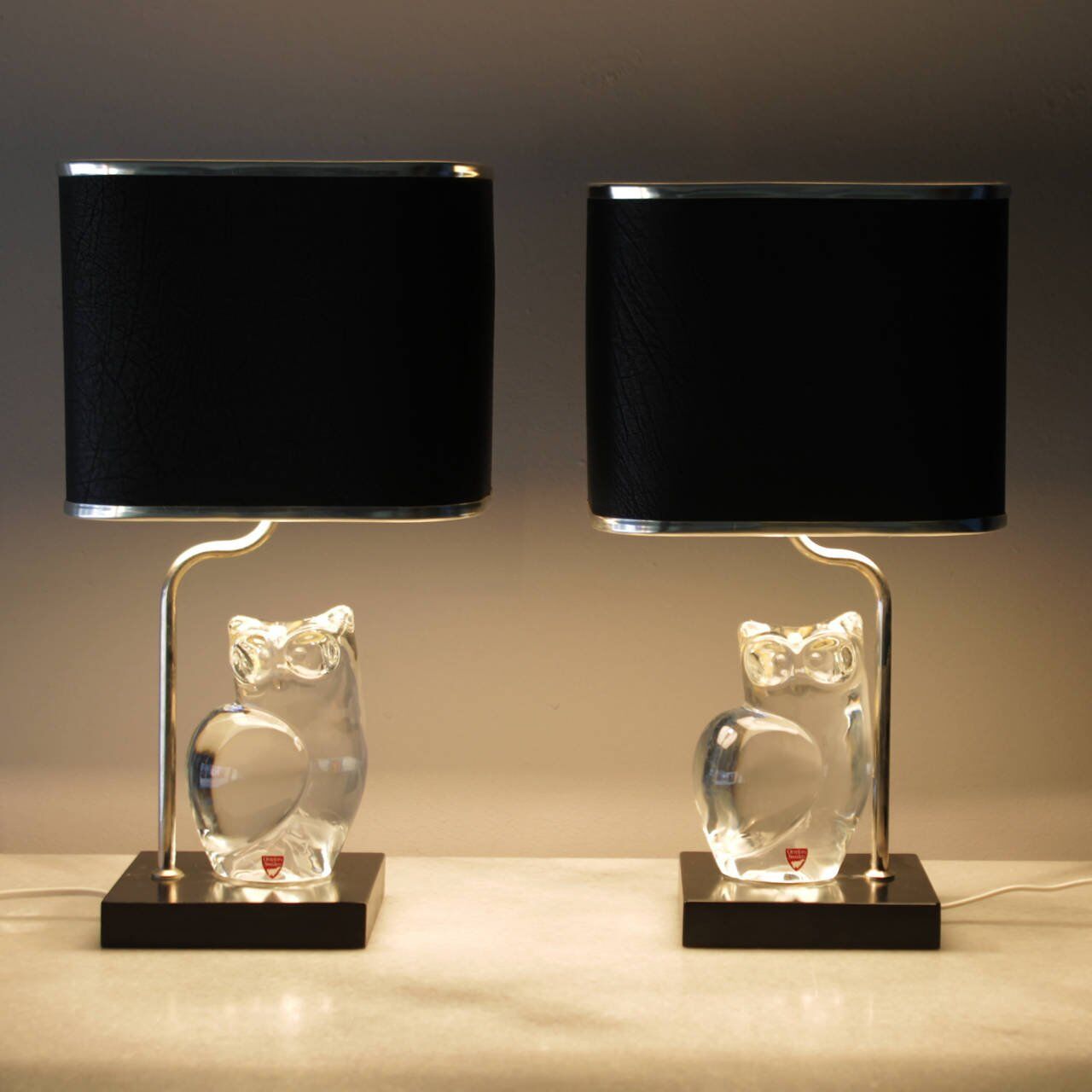 Pair of lamps by Olle Alberius for Orrefors Crystal