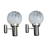 Pair of wall lamps Mazzega opalescent Murano Italy