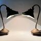 Pair of Unique 1920's Enamel & Cast Iron Desk Lamps, Czechoslovakia