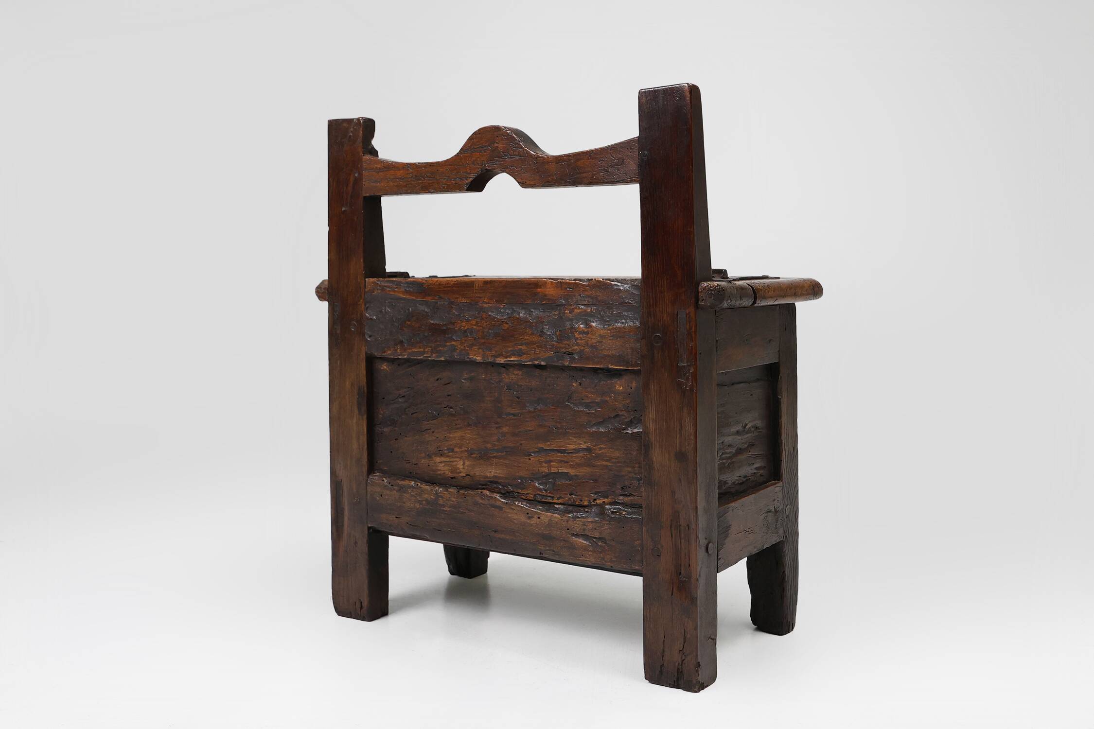16th Century French wooden stool with storage and nice patina