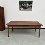 Teak farmhouse table with spindle legs