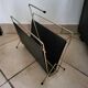 Vintage metal magazine rack in gold and black vinyl Newspaper holder