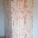 Rare folding screen with notches "Pierre Frey fabric" upholstery finish.
